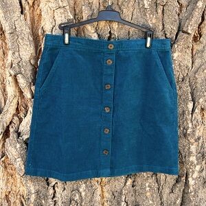 J crew reimagined corduroy faux button down teal skirt lined nwot